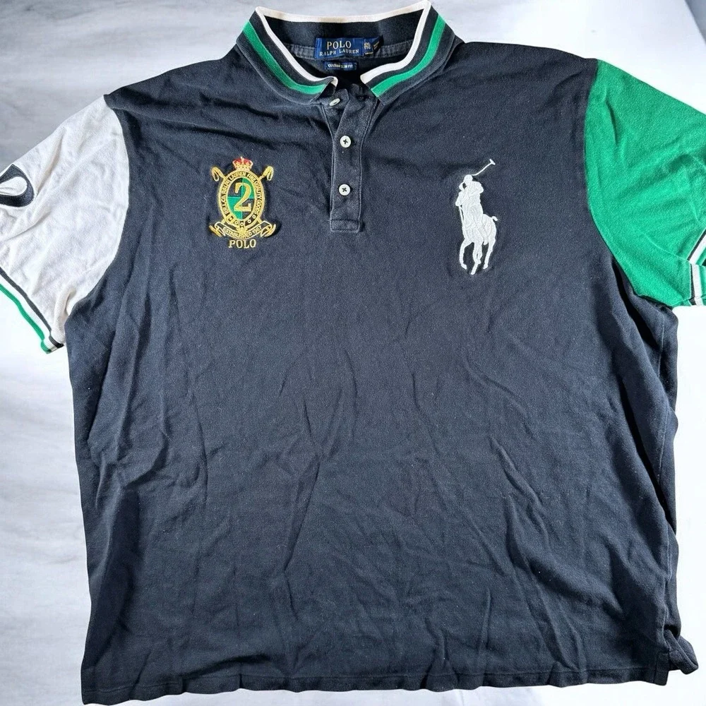 Polo Ralph Lauren Big Pony Colorblock Polo Shirt Men's XXL Custom Slim Fit Crest